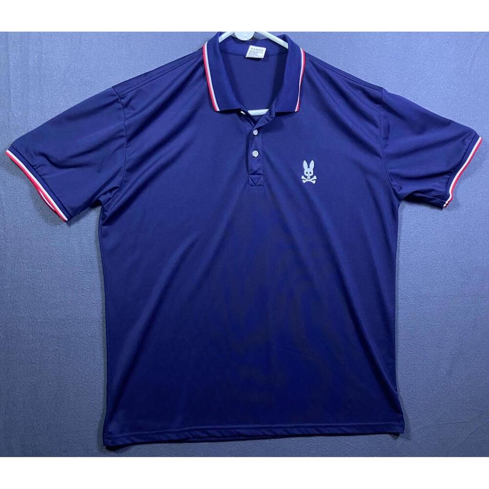 Psycho Bunny Stirling Polo Shirt Short Sleeve Navy Size XL Ret $ 124 Preppy Punk